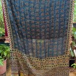 Navy Blue Ajrak Printed Highlighted Dupatta