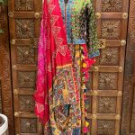 Red & Pink Shaded Bandhani with Kalamkari Pallu Embroidered Saree