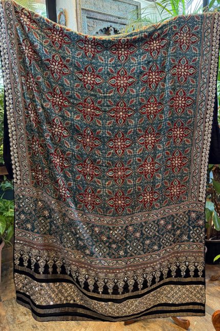 Black Ajrak Printed Highlighted Dupatta