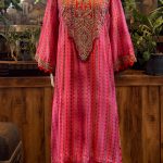Pink Multi-Printed Embroidered Yoke Long Kurta with Pants