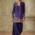 Zar-Rang Purple Short Jaal Kurta Set