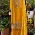 Mustard Yellow Highlighted Kurta with Palazzo & Dupatta