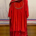 Rust Orange Embroidered Short Kurta with Palazzo & Dupatta