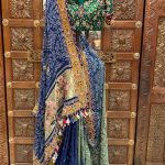Royal Blue with Green Ombre Bandhani Highlighted Saree