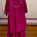 Magenta Pink Embroidered Short Kurta with Palazzo Set