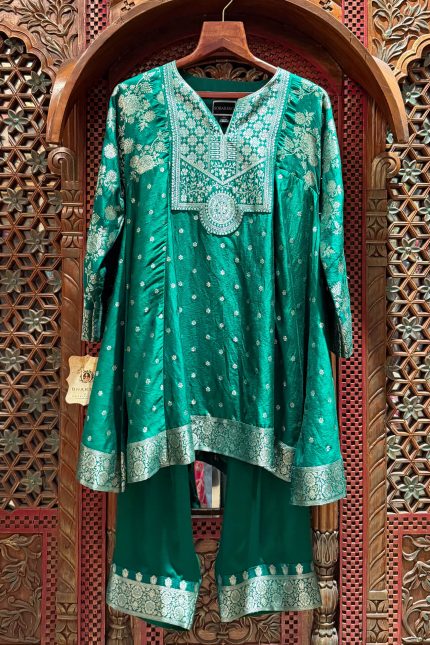 Green Banarasi Kurta with Farshi Salwar