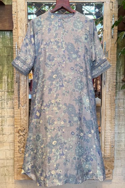 Blue Printed Kurta with Pants