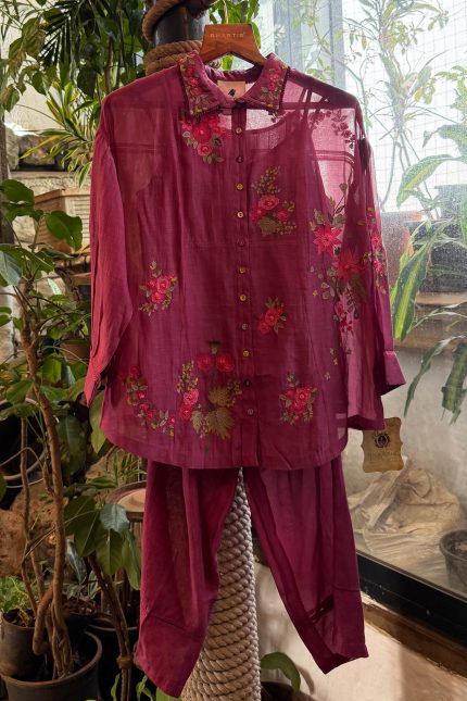 Pink Floral Embroidered Co-ord Set