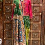 Green Shaded Bandhani with Kalamkari Pallu Embroidered Saree