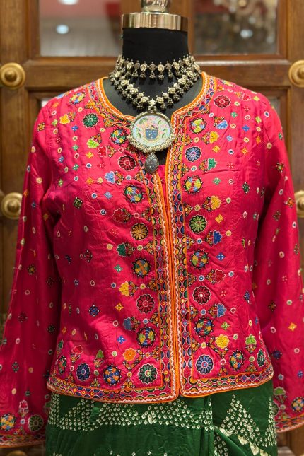 Reddish Pink Embroidered Long Blouse