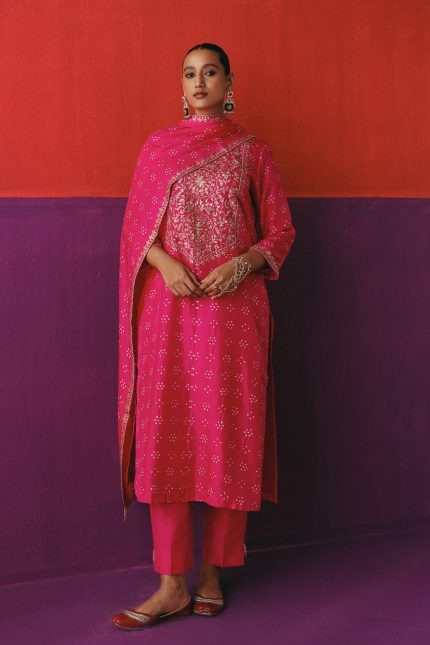 Flower bandhni kurta set