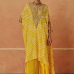 Peela Leheriya Kaftan Set