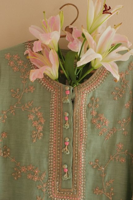 Mint Green Embroidered Kurta Set